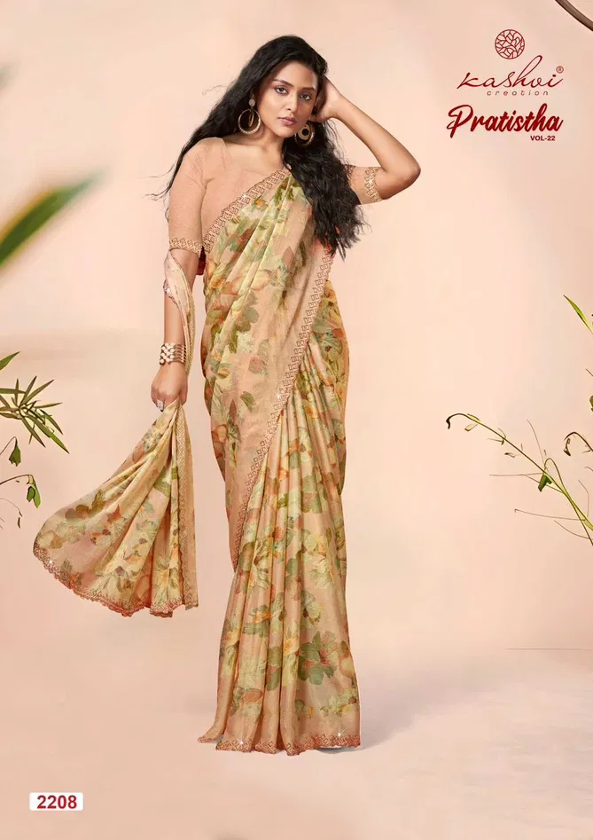 Pratistha Vol 22 By Kashvi Designer Brasso Sarees Suppliers In India